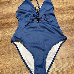Cupshe Blue One Piece Swimsuit with Plunging V-Neck